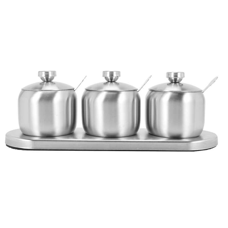 18/8 Stainless Steel Containers Set with 3 Serving Spoons and Base