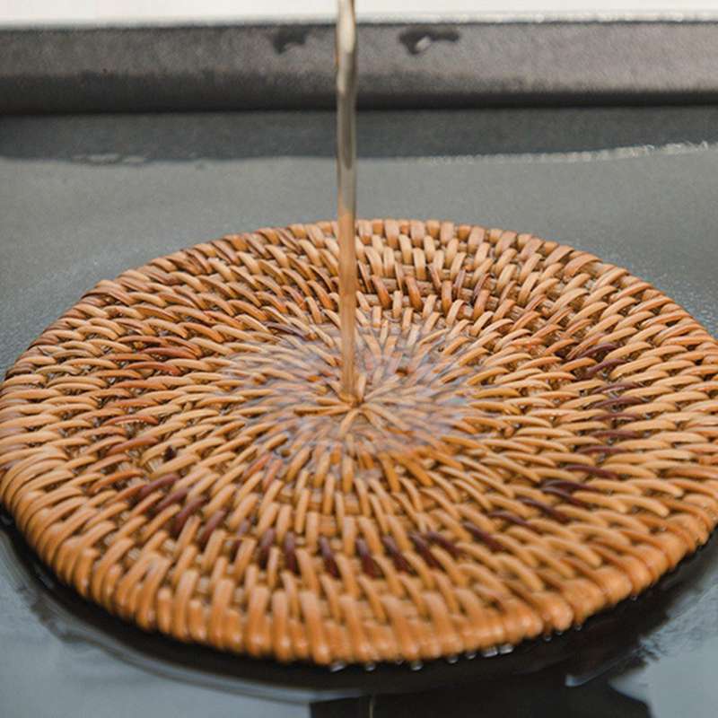 Round Rattan Coaster Table Mat Insulation Mat Creative Bowl Mat