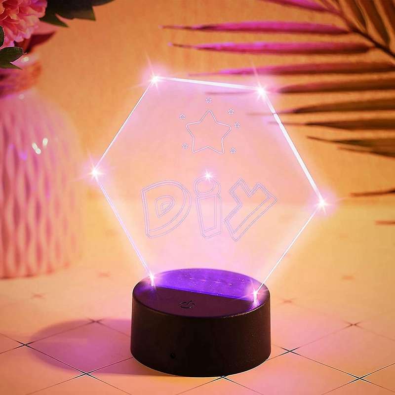 3d Night Led Light Lamp Base with 4 Clear Acrylic Sheets,remote