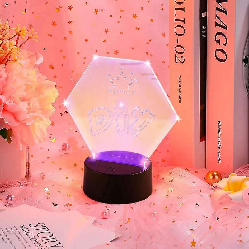 3d Night Led Light Lamp Base with 4 Clear Acrylic Sheets,remote