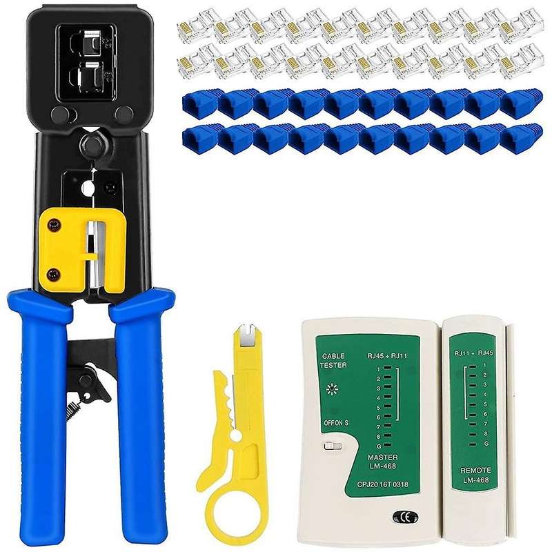 Rj45 Crimp Tool Kit Pass Thru Cat5 Cat5e Cat6 Rj45 Crimping Tool
