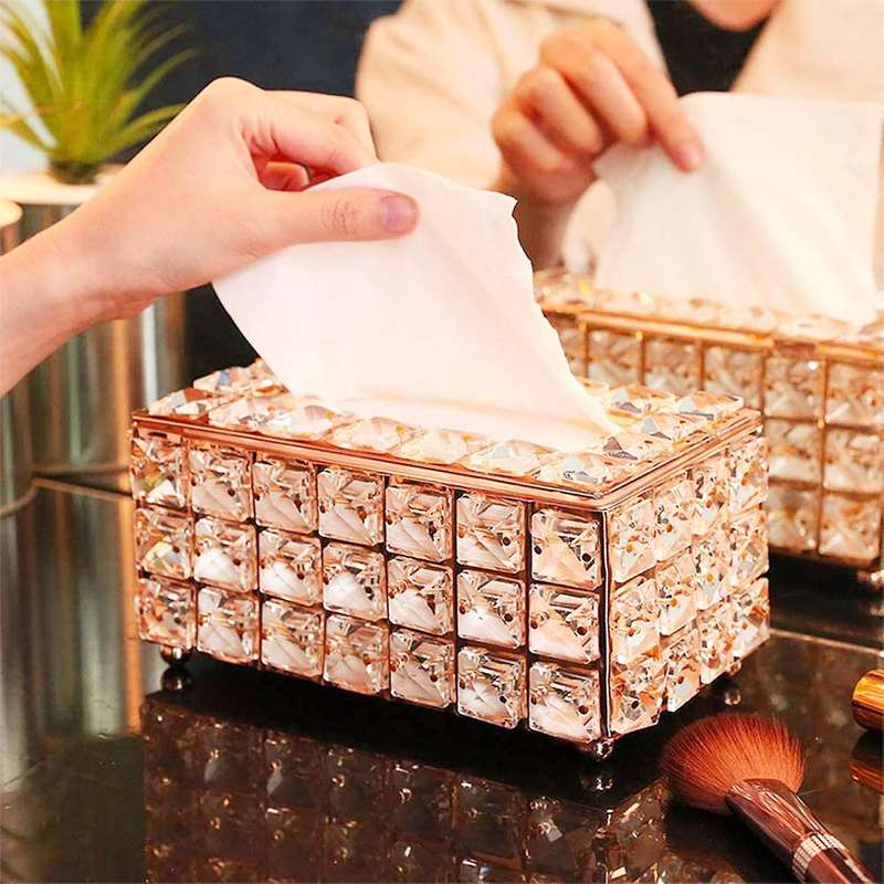 Crystal Tissue Box Napkin Holder Living Room Dining Room Decoration