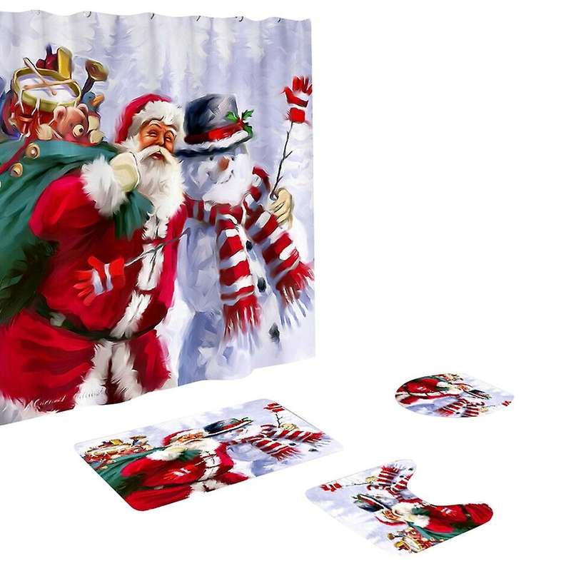 Merry Christmas Santa Bathroom Rug Set Bathroom Mat Festival Decor