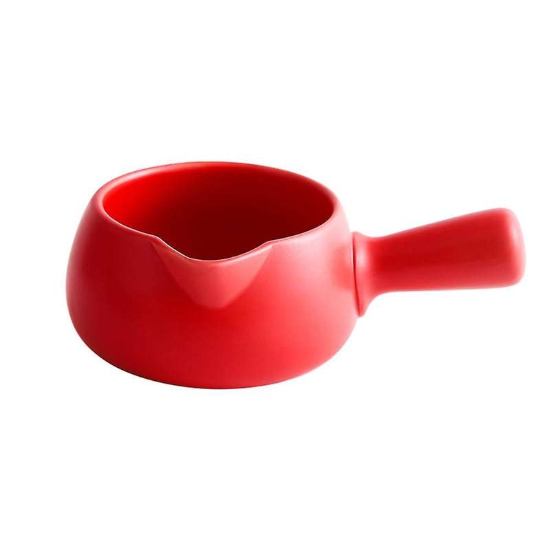 Butter Warmer Small Ceramic Heating Pot Milk Pot Soup Pot, Red