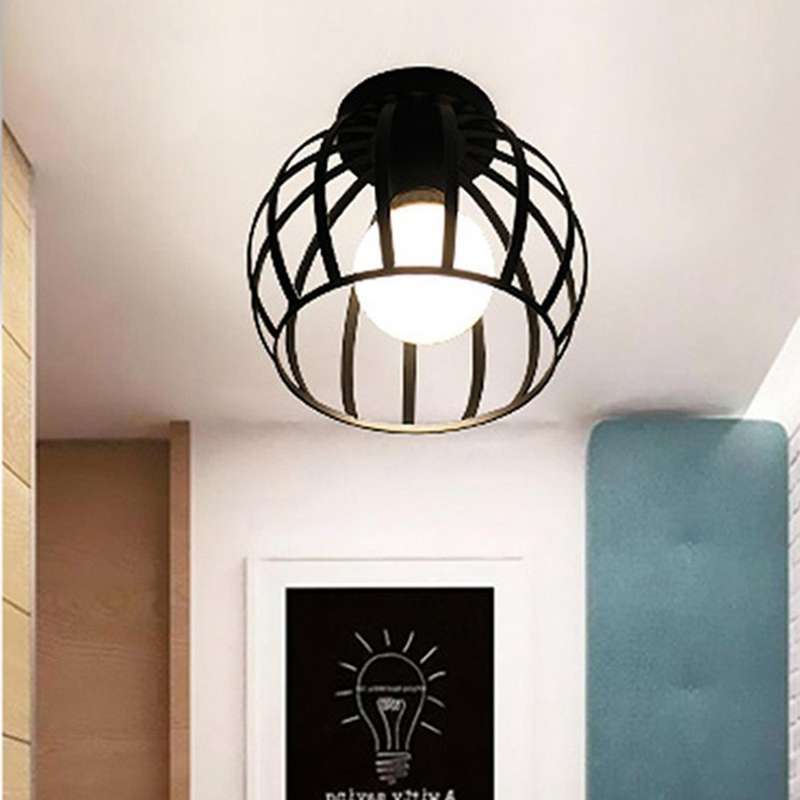 Plafonnier Industrielle Retro En Mtal Cage Fer, Suspension Luminaire