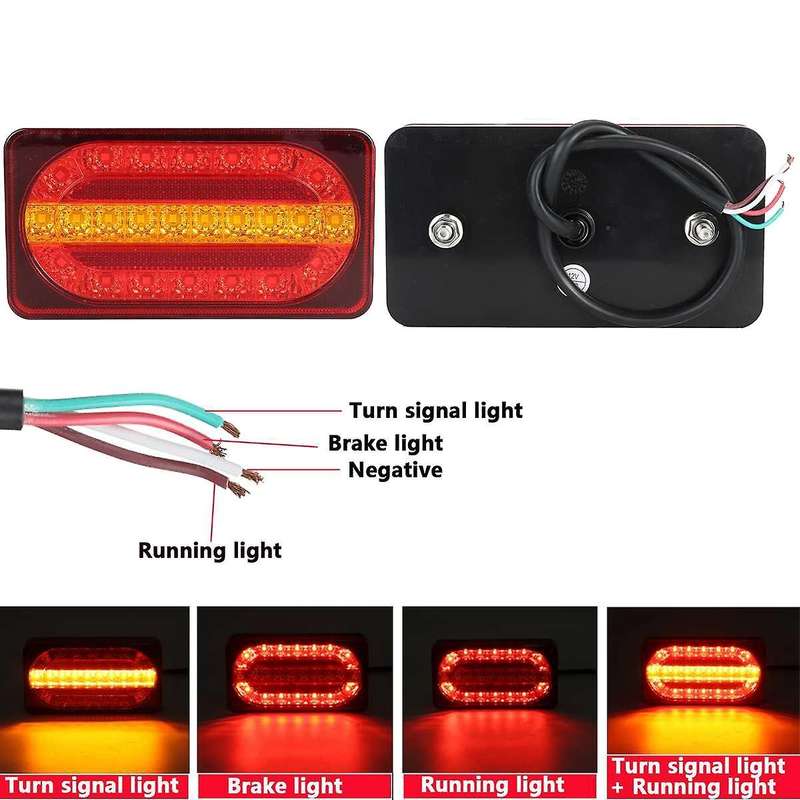 2pcs 12v Car Tail Light Brake Light for Camper Trailer Lorry Bus