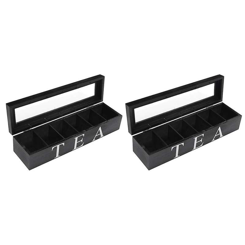 2x Coffe and Tea Box with Lid Coffee Tea Bag for Kitchen Cabinets B