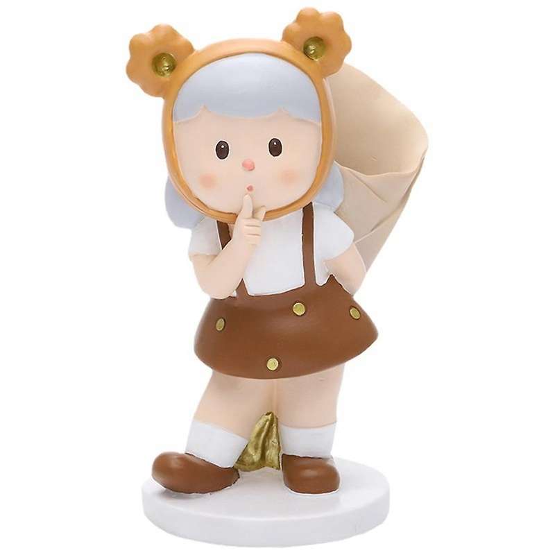 Gift Home Desktop Decoration Girl Holding Vase Resin Flower Pot L