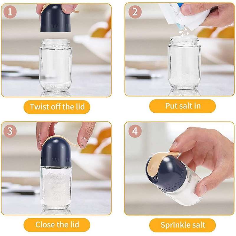 Salt and Pepper Shakers Glass Set, Seasoning Storage Containers