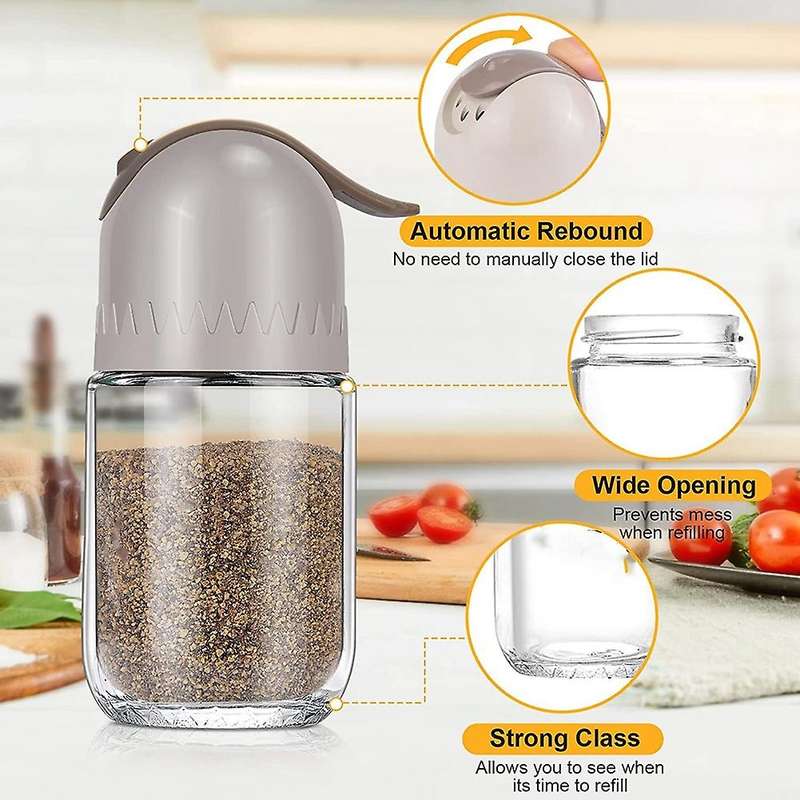 Salt and Pepper Shakers Glass Set, Seasoning Storage Containers