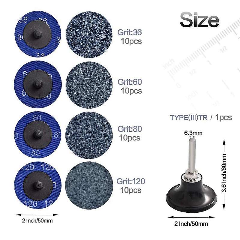 41pcs Roloc Quick Change Discs Set 2 Inch Zirconia Sanding Discs