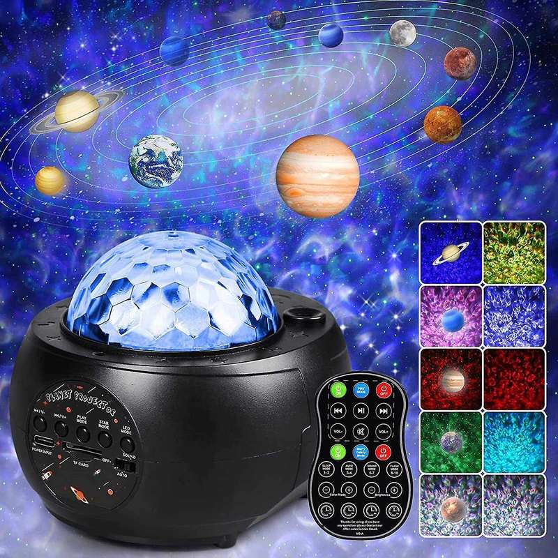 Led Night Light Projector, 3 In 1 Music Galaxy Projector, 10 Planets