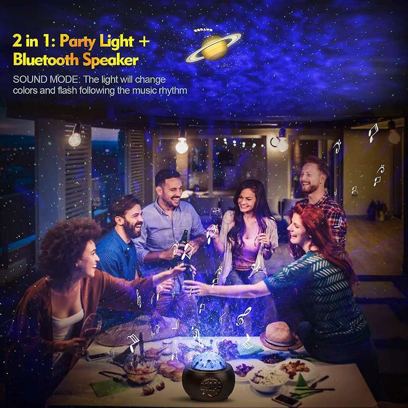 Led Night Light Projector, 3 In 1 Music Galaxy Projector, 10 Planets