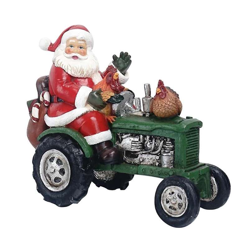1pcs Santa Claus Driving Sculpture Statue Resin Christmas Doll A