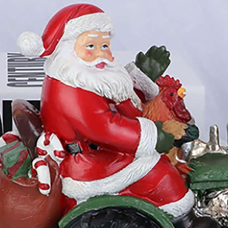 1pcs Santa Claus Driving Sculpture Statue Resin Christmas Doll A