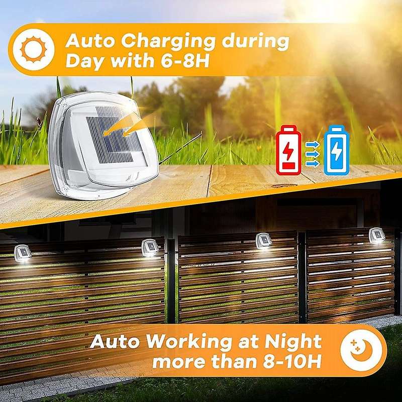 6pack Solar Fence Lights Outdoor Waterproof 8 Leds Wall Lights A