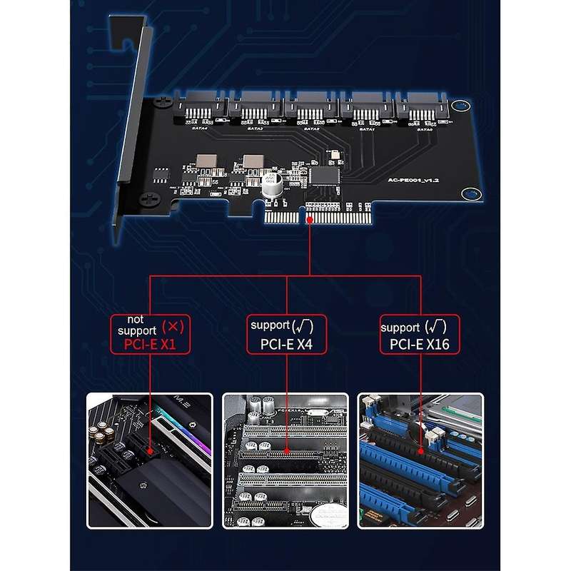Sata3.0 Expansion Card,6gbps 5 Ports Sata to Pci Express Controller
