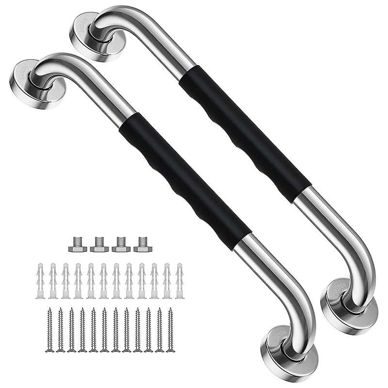 2 Pack 16 Inch Shower Grab Bar W/anti Slip Rubber Grip, Wall Mount