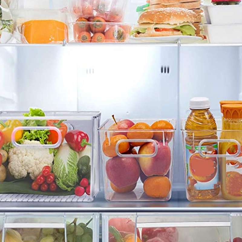 3pcs Plastic Storage Bins Clear for Kitchen Fridge, Food,snack Pantry