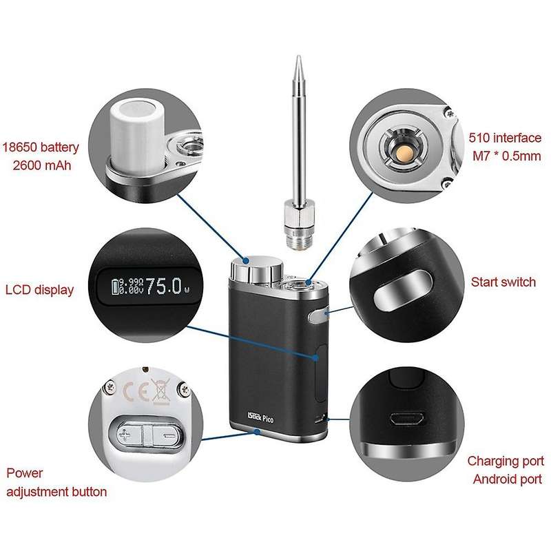 Portable Soldering Iron Usb Battery Soldering Iron 1w-75w (silver)