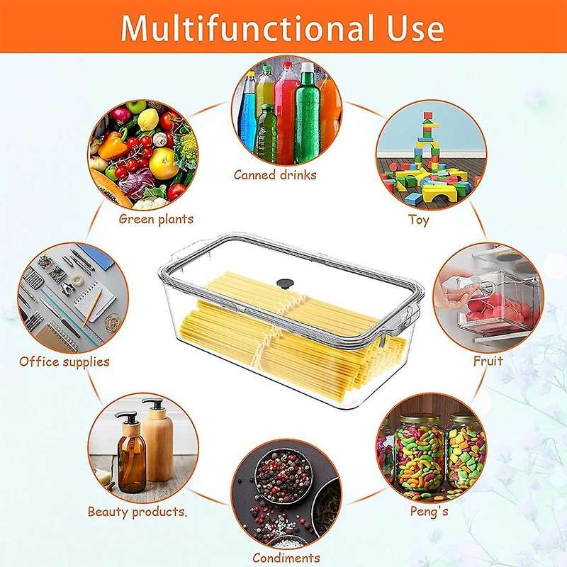 2 Pack Clear Storage Bins with Lids, Large Pantry Bins with Handle