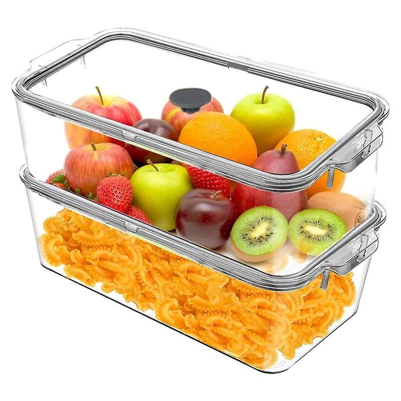 2 Pack Clear Storage Bins with Lids, Large Pantry Bins with Handle