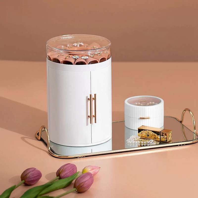 Jewelry Case Jewelry Necklace Double Open Transparent Storage -white