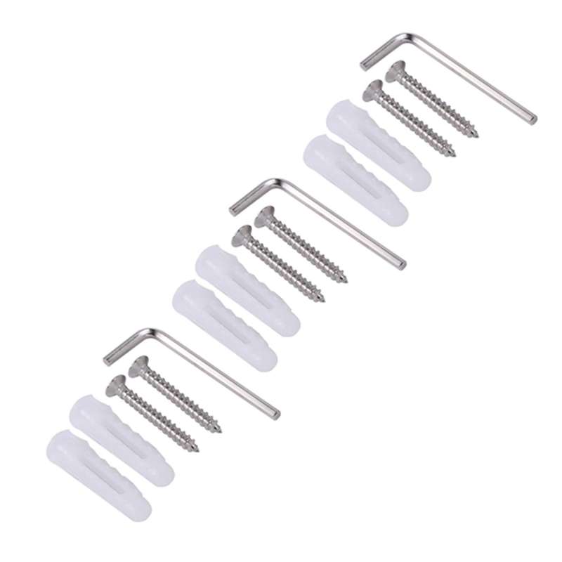 Bathroom Hardware 3-piece Towel Ring Robe Hook Hanger Stainless Steel