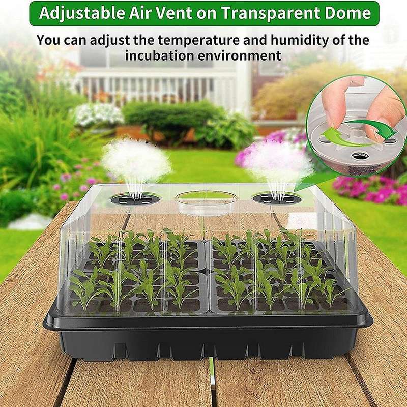 180 Cells Reusable Seed Starter Tray,6 Pack with Dome&drain Hole Base