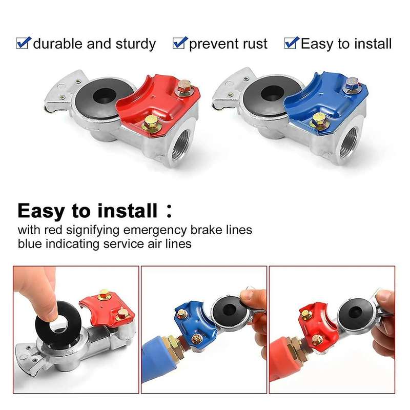 Glad Hand with Seals Set, Emergency Glad Hands for Semi Trucks