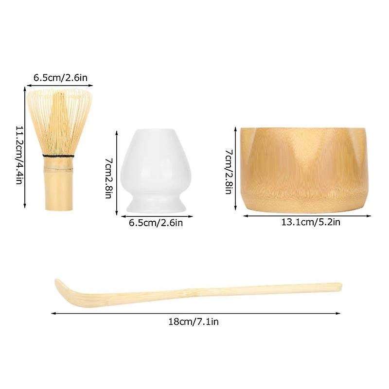4pcs/set Matcha Tea Making Tool Tea Scoop Bowl Whisk Holder Teaware