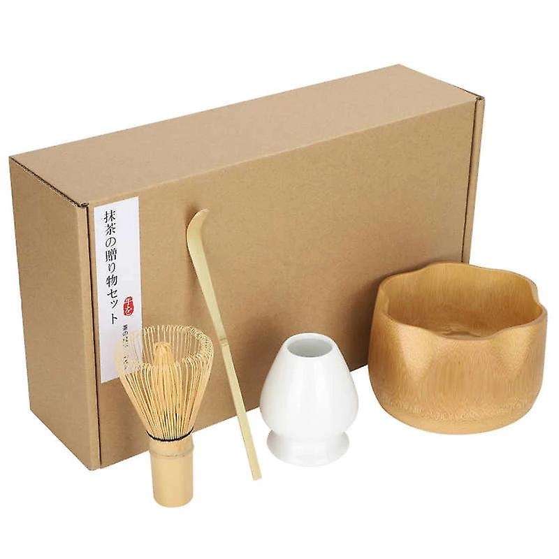 4pcs/set Matcha Tea Making Tool Tea Scoop Bowl Whisk Holder Teaware