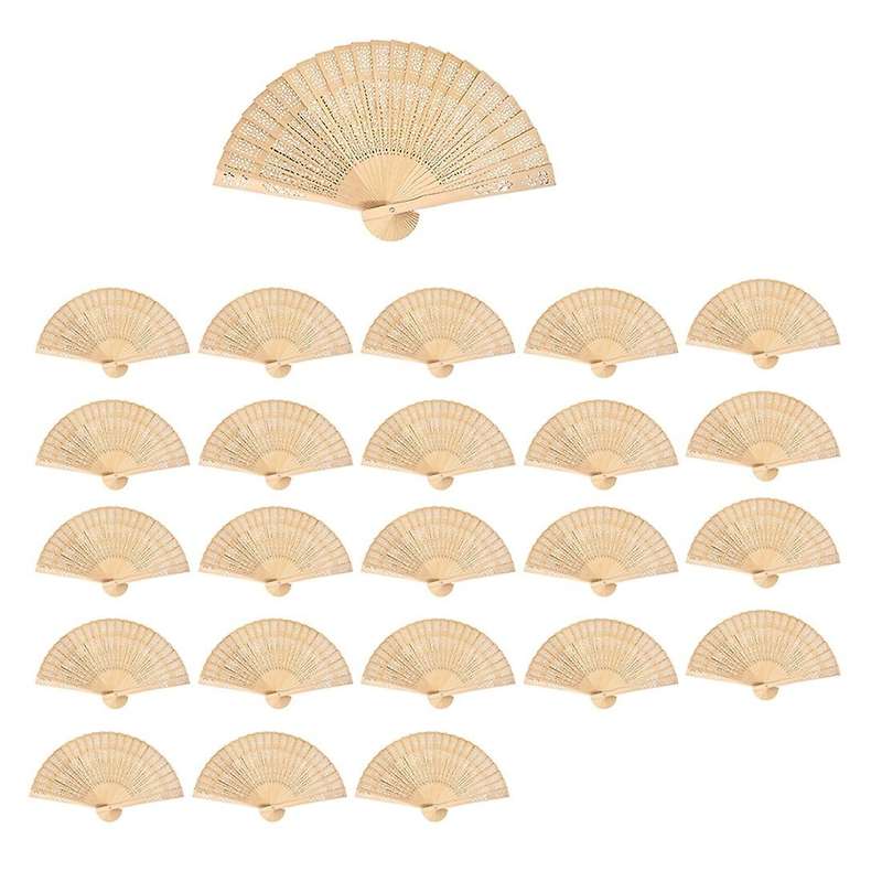 Wooden Hand Held Folding Fan with Bags Wedding Favors (pack Of 24)