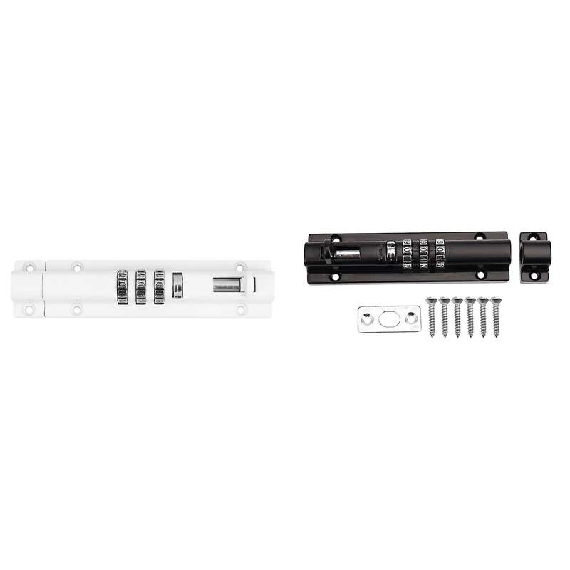 Horizontal Door Bolt Lock Sliding Combination Code Can Be Reset Black