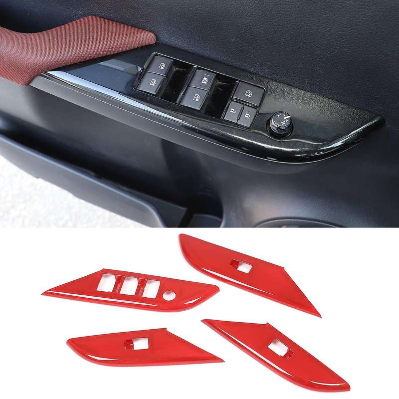For Toyota Hilux 15-21 Door Glass Lifting Armrest Cover Red