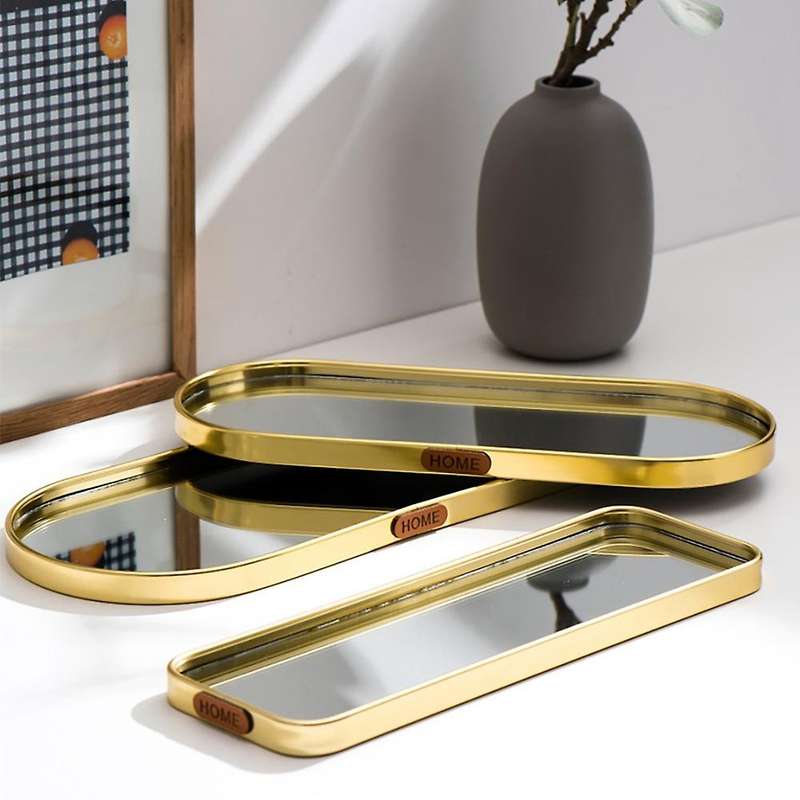 1pcs Nordic Bathroom Organizer Mirror Jewelry Display Plate A
