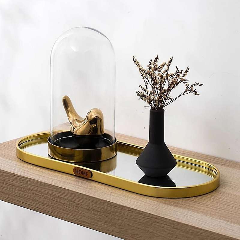 1pcs Nordic Bathroom Organizer Mirror Jewelry Display Plate A