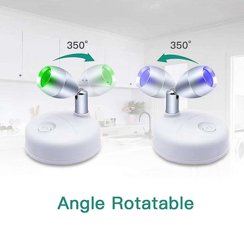 Rgb Wireless Battery Operated Lights,with Remote Rotatable Head,4pack