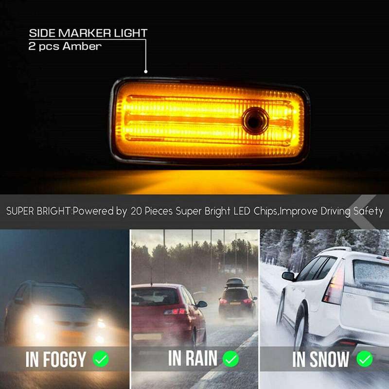 4x Car Amber Led Side Marker Turn Signal Light for Mercedes Benz W463