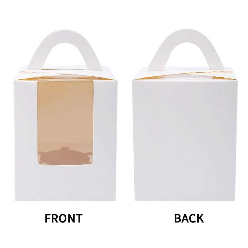 50 Pcs Cupcake Boxes White with Window for Bakery Wrapping Packaging