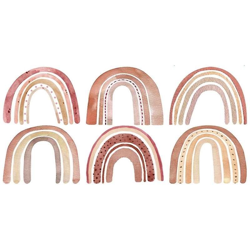Watercolour Brown Big Rainbow Wall Stickers for Children's Decor,xxl