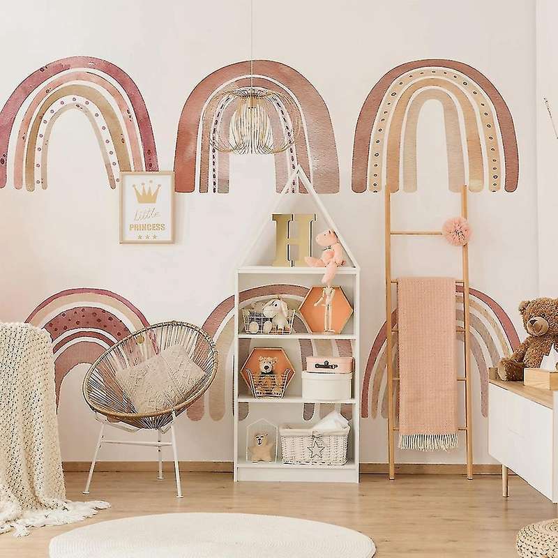 Watercolour Brown Big Rainbow Wall Stickers for Children's Decor,xxl