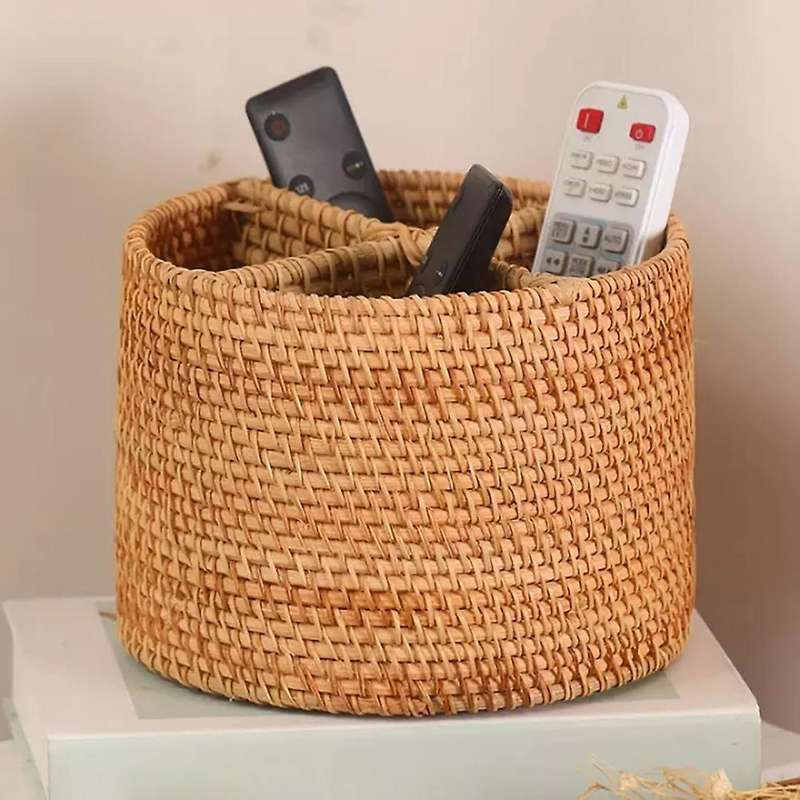 Hand-woven Rattan Wicker Basket 4 Compartment Storage Boxes M
