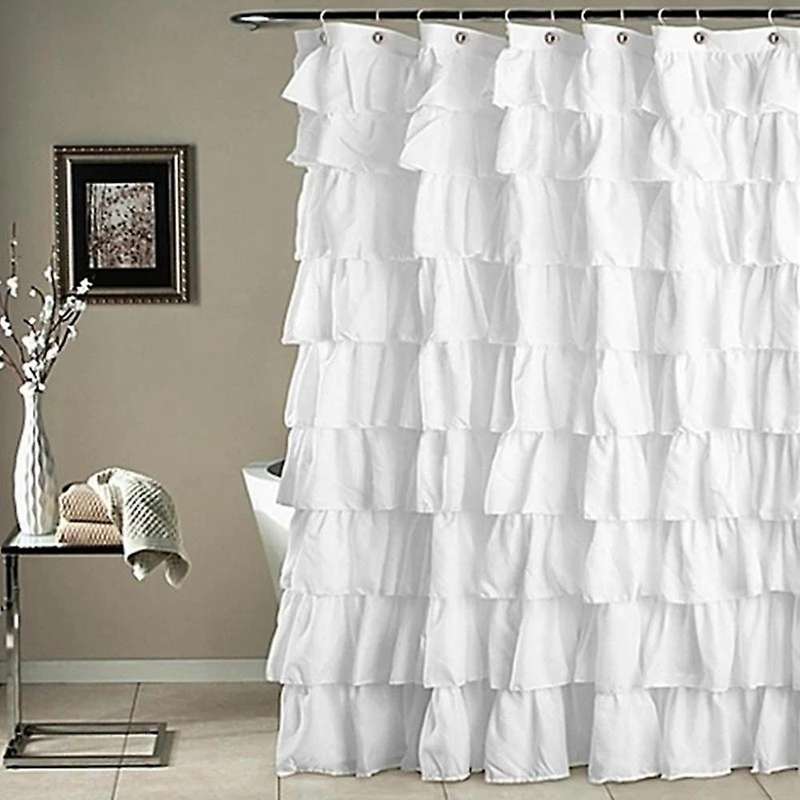 Waterproof Corrugated Edge Shower Curtain Ruffle Curtain Decoration