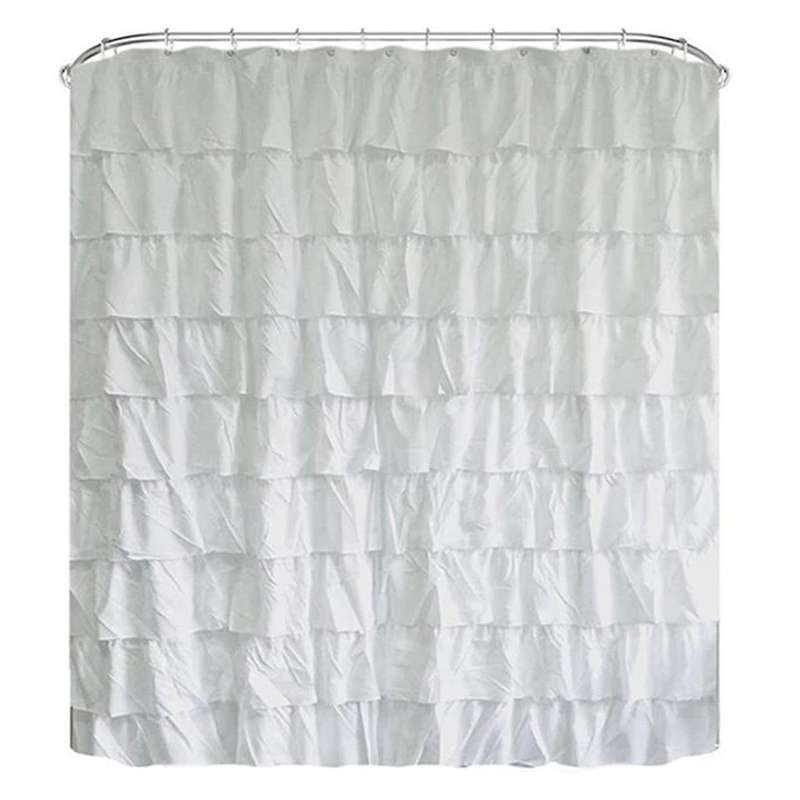 Waterproof Corrugated Edge Shower Curtain Ruffle Curtain Decoration