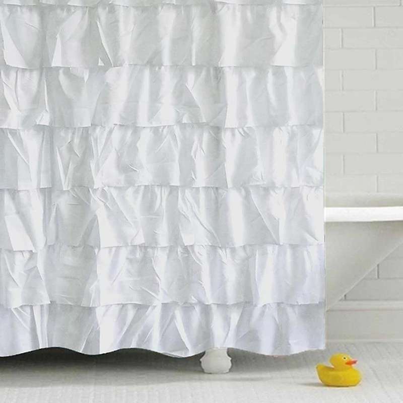 Waterproof Corrugated Edge Shower Curtain Ruffle Curtain Decoration
