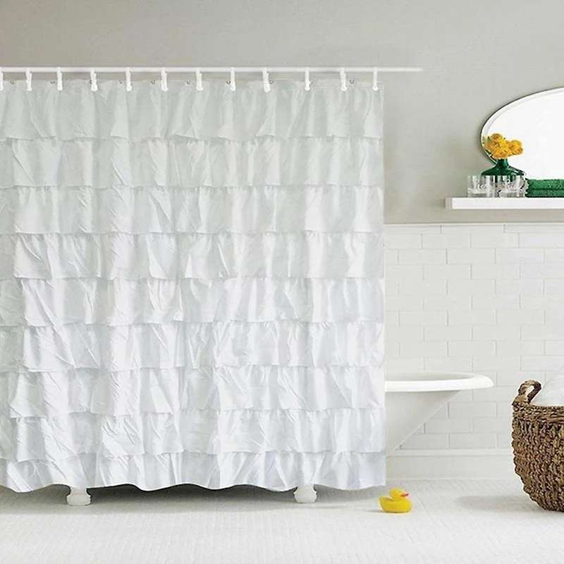 Waterproof Corrugated Edge Shower Curtain Ruffle Curtain Decoration