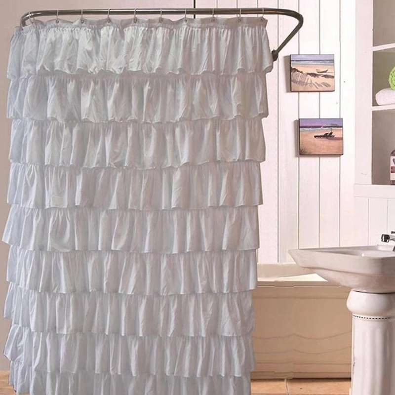 Waterproof Corrugated Edge Shower Curtain Ruffle Curtain Decoration