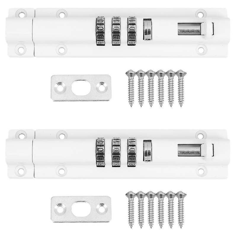 Horizontal Door Bolt Lock Sliding Combination Code Can Be Reset White