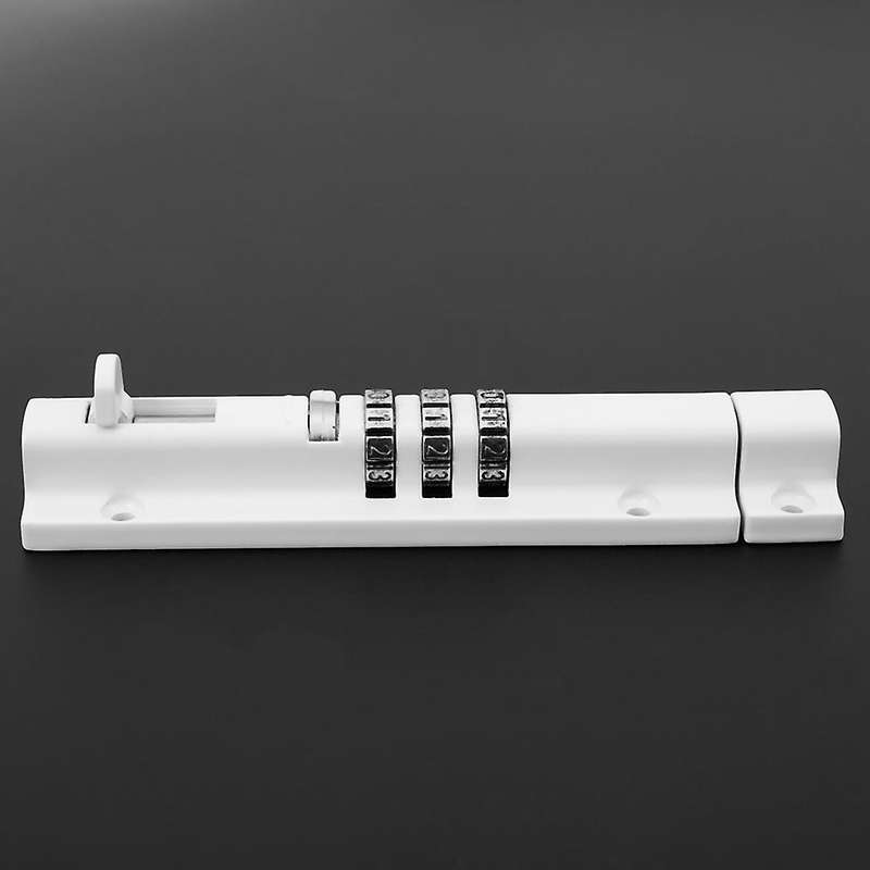 Horizontal Door Bolt Lock Sliding Combination Code Can Be Reset White